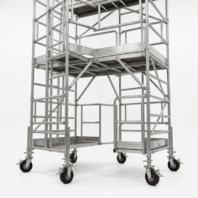 High-clearance double width scaffold tower used to illustrate 10m package direction