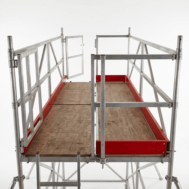Double width scaffold tower trapdoor platform detail