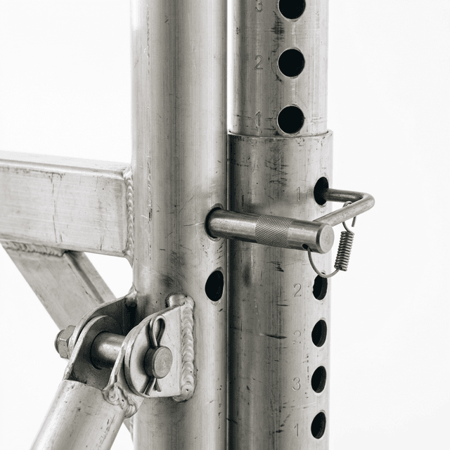Foldable scaffold tower with adjustable height detail