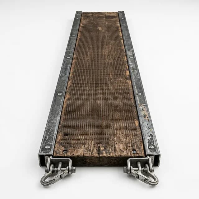 Full-width aluminium scaffold platform board with anti-slip deck