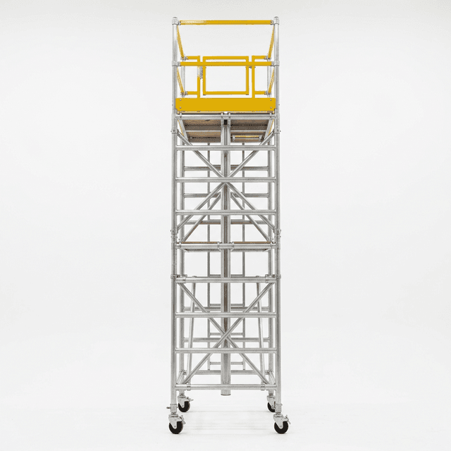 Single width scaffold tower assembled in full front view