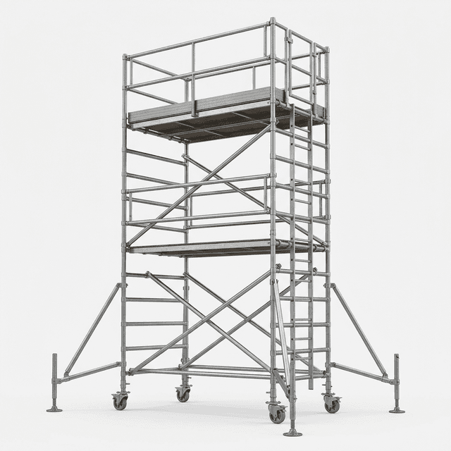 Double width scaffold tower prepared for standards-focused project documentation discussions